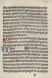 Pagina uit Die legende ende dat leven van sinte Franciscus, 1504 uit de Bijzondere Collecties van de Universiteit Utrecht