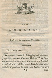 Opdracht aan een zekere Amelia, Recensent voor vrouwen, 1795 uit de Bijzondere Collecties van de Universiteit Utrecht