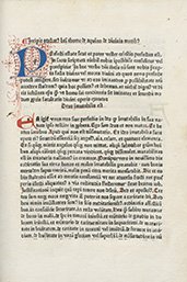 Fol. 2r, met fraai initiaal uit ‘De divinis moribus & De beatitudine’, 1474, uit de Bijzondere Collecties van de Universiteitsbibliotheek Utrecht
