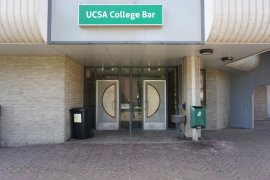 The entrance to the college bar of Dining Hall