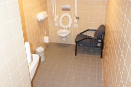 The accessible toilet at the Leonard S. Ornstein Laboratory