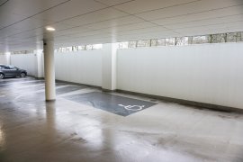 One of the two disabled parking spaces of Newtonlaan 201.
