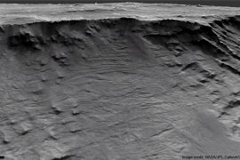 Vertical section at Izola Mensa in the northwestern rim of the Hellas Basin on Mars