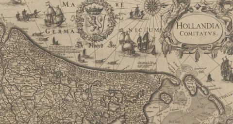 Kaart van Holland, Willem Jansz. Blaeu en Rombout van den Hoeye, 1608 (ca. 1650) 