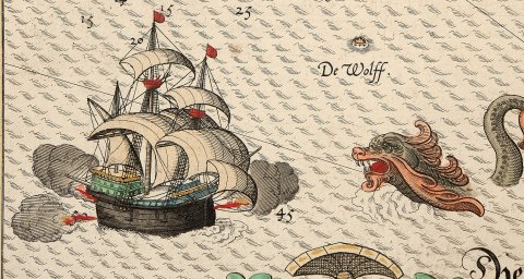 Detail zeekaart Spieghel der zeevaerdt van Waghenaer, 1584