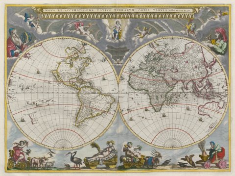Wereldkaart Atlas maior Blaeu, 1664, topstuk uit de Bijzondere Collecties van de Universiteitsbibliotheek Utrecht