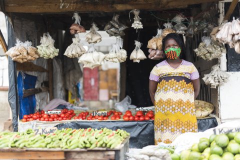 woman in market stall