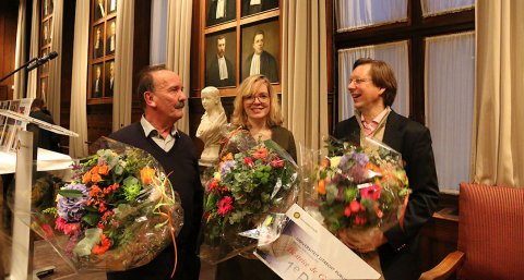 Genomineerden UU Publiprijs 2015: Huub Schellekens, Beatrice de Graaf, Leonard Rutgers - foto: Hans van Leeuwen