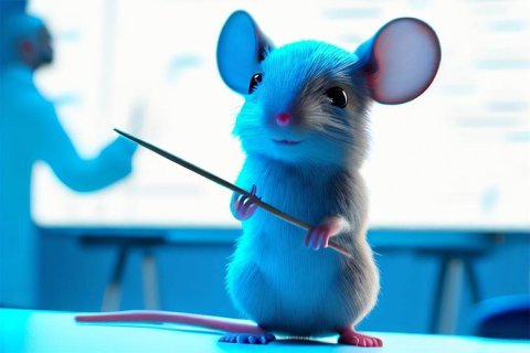 Fictional image of a mouse with pointing stick