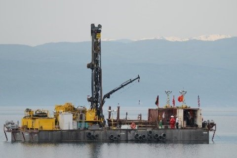 Drilling platform on Lake Ohrid