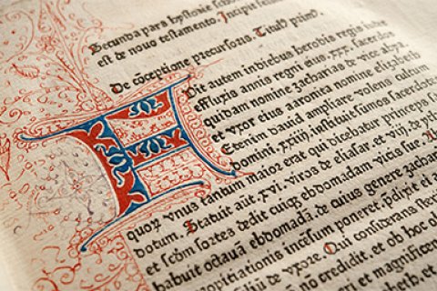 Detail van pagina 2r 'Historia Scholastica', Petrus Comestor, 1473