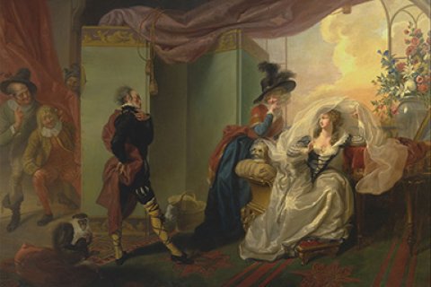 Scene uit de 2e Akte van "Twelfth night", schilderij door Johann Heinrich Ramberg (bron: wikimedia commons)