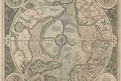Poolkaart in de Atlas van Mercator, 1606