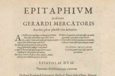 Epitaphium in de Atlas van Mercator, 1606