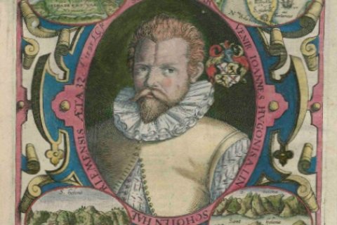 Portret Van Linschoten in Itinerario, 1596