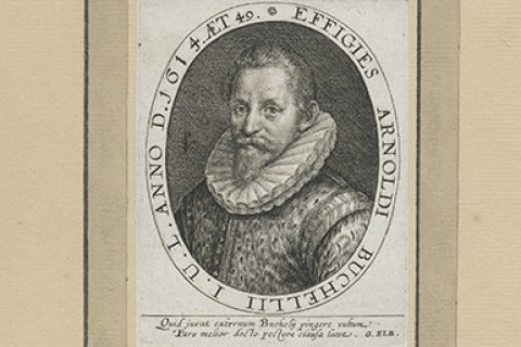 Portret van Arnoldus Buchelius, oftewel Aernout van Buchell, naamgever van de collectie, een topstuk uit de Bijzondere Collecties van de Universiteitsbibliotheek Utrecht