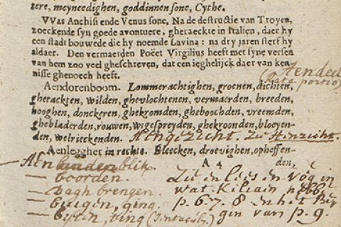 Aantekeningen van Pieter Poeraet in de Epitheta uit de Bijzondere Collecties van de Universiteit Utrecht