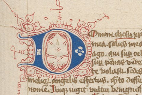 Uitsnede uit Fol 90r. uit handschrift 229 (Rosarium) uit de Bijzondere Collecties van de Universiteitsbibliotheek Utrecht