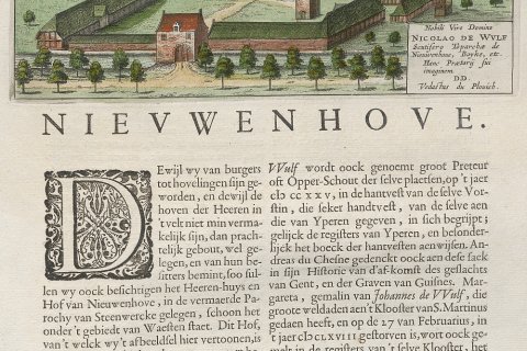 Vogelvlucht van Nieuwenhoven, 'Toonneel der steden', Joan Blaeu, ca. 1649