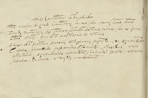 Aantekening uit Expositiones super tractatum De urinis, 1494 uit de Bijzondere Collecties van de Universiteit Utrecht
