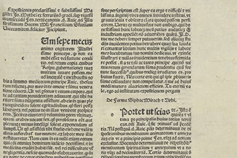 Detail titelpagina uit Expositiones super tractatum De urinis, 1494 uit de Bijzondere Collecties van de Universiteit Utrecht