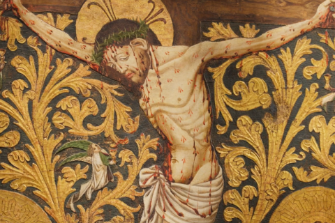 Detail van De kruisiging van de Meester van de Bewening te Lindau’ (van rond 1425) 