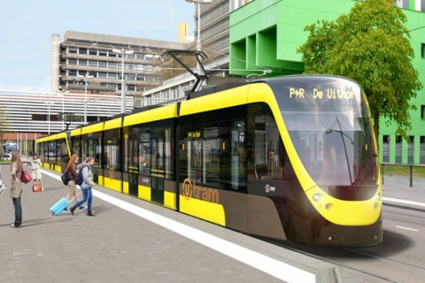 Artist impression van de tramlijn (Foto: Uithoflijn)
