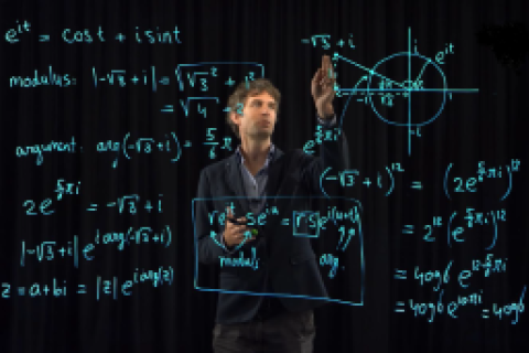 Rogier Bos uses the lightboard for his mathematics classes