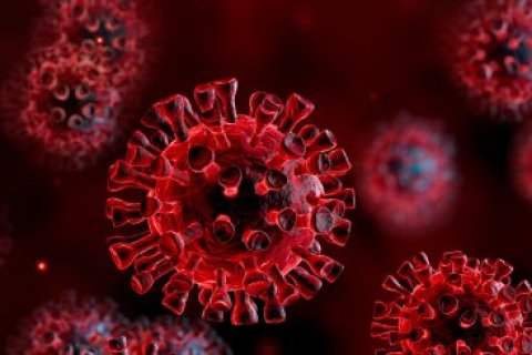 Corona virus with red background