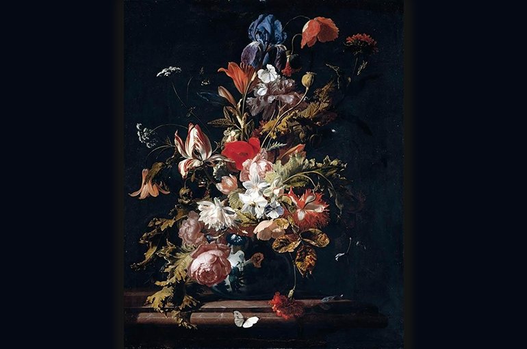 Flower Still-Life by Simon Pietersz Verelst (1644–1721). Bron: Wikimedia