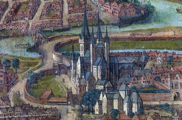 Detail van een panorama van Gent in 1534. Bron: Art in Flanders (public domain)