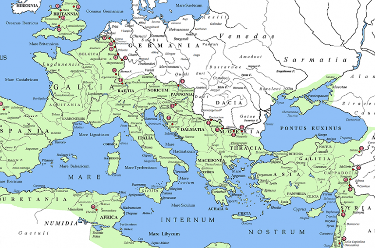 Grenzen van het Romeinse Rijk in 80 AD. Bron: Wikimedia/Cristiano64