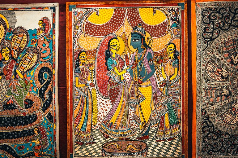 Antieke Madhubani-schilderijen in Kerala, India. Foto: Raimond Klavins, via Unsplash