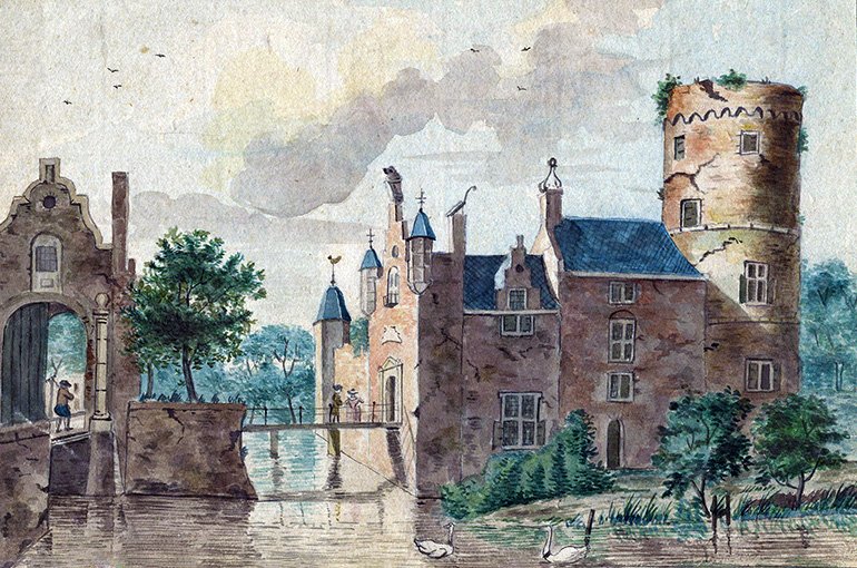 Kasteel Sterkenburg ergens tussen 1725 en 1750. Bron: Het Utrechts Archief