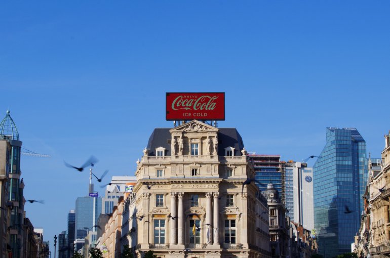 Coco cola billboard on building in Brussels