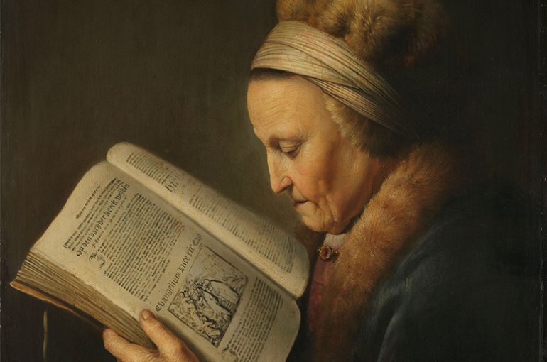 Gerard Dou, Old woman reading (portrait of Rembrandt’s mother), c. 1631-32. Bron: Rijksmuseum.nl