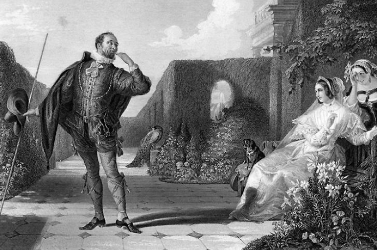 Malvolio and the Countess (Twelfth Night, or What You Will by Shakespeare) by Caniel Maclise (1806-1870). Bron: Wikimedia