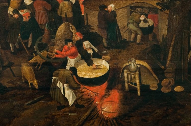 Detail van Schilderij van Pieter Breughel de Jongere getiteld Dorpsfeest